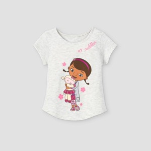 Toddler Girls' Doc McStuffins Short Sleeve Graphic T-Shirt - Gray - 1 of 2