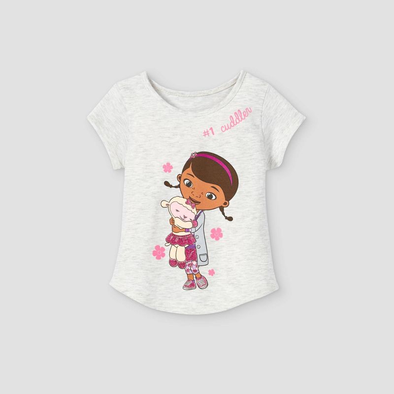 Toddler Girls' Doc McStuffins Short Sleeve Graphic T-Shirt - Gray, 1 of 3