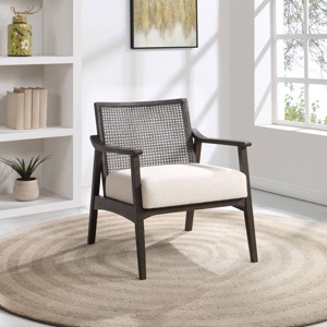 Lantana Arm Chair Linen - OSP Home Furnishings: Woven Cane Back, Polyester Cushion, Rustic Gray Finish - 1 of 4