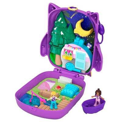 polly pocket pocket world flamingo floatie pool compact with adventure dolls