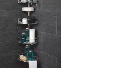 Stainless Steel Tension Pole Shower Caddy with Adjustable Shelves