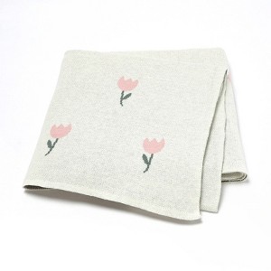 MyKids-USA Best-Selling Knitted Baby Blanket With Fresh Floral Design: New Collection For Spring, Autumn, And Winter - 1 of 2