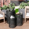 Maggift Patio End Tables, 3PCS Modern Cutout Patio Accent Table, Iron Side Table Weather Resistant, Iron Frame Patio Furniture, Black 14.5"*19.25" - 3 of 4