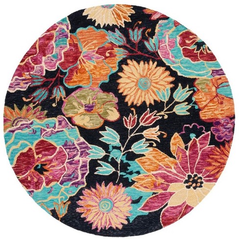 Blossom Blm402 Hand Tufted Rug - Charcoal/multi - 4' Round