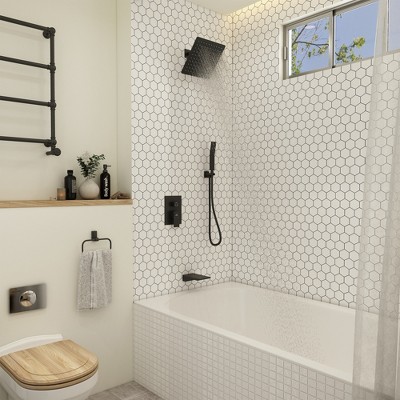 Large Nickel Multi-Head Rain Shower System with Handheld