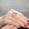 Guili Sterling Silver Rhodium-Plated Cocktail Ring with Yellow Oval Cubic Zirconia and Clear Pear and Round Accents, Elegant Design, Sizes 6, 7, 8. - 3 of 3