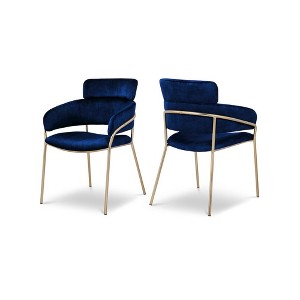 Meridian Furniture,Yara Velvet Dining Chair, Set of 2 - 1 of 4