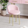 ORRD Pink Velvet Vanity Set w/ 5 Drawers, Marble-Look Top, Adjustable Storage & Padded Chair – Stylish Makeup Dressing Table - 2 of 4