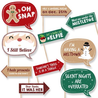 Big Dot of Happiness Funny Christmas - Holiday & Christmas Party Photo Booth Props - 10 Piece