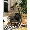 Oversize Rattan Egg Chair Indoor/Outdoor Wicker Egg Basket Lounge Chair Egg-Shaped Chair w/Steel Frame Stand - 4 of 4