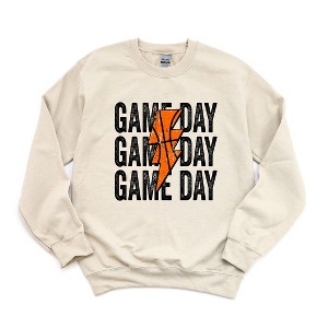 Simply Sage Market Women's Graphic Sweatshirt Game Day Stacked Lightning Bolt - 1 of 3