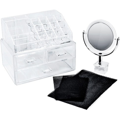 Sorbus Makeup Storage Organizer With Magnifying Mirror Clear