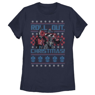 Women's Transformers Optimus Prime Roll Out Ugly Xmas T-Shirt