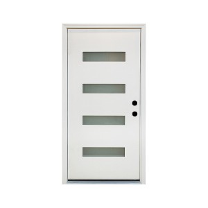 Lirago 36 x 80 Left Hand Inswing White Fiberglass Front doors with Brickmould 4-9/16" Vinyl Frame Frosted Glass - 1 of 4