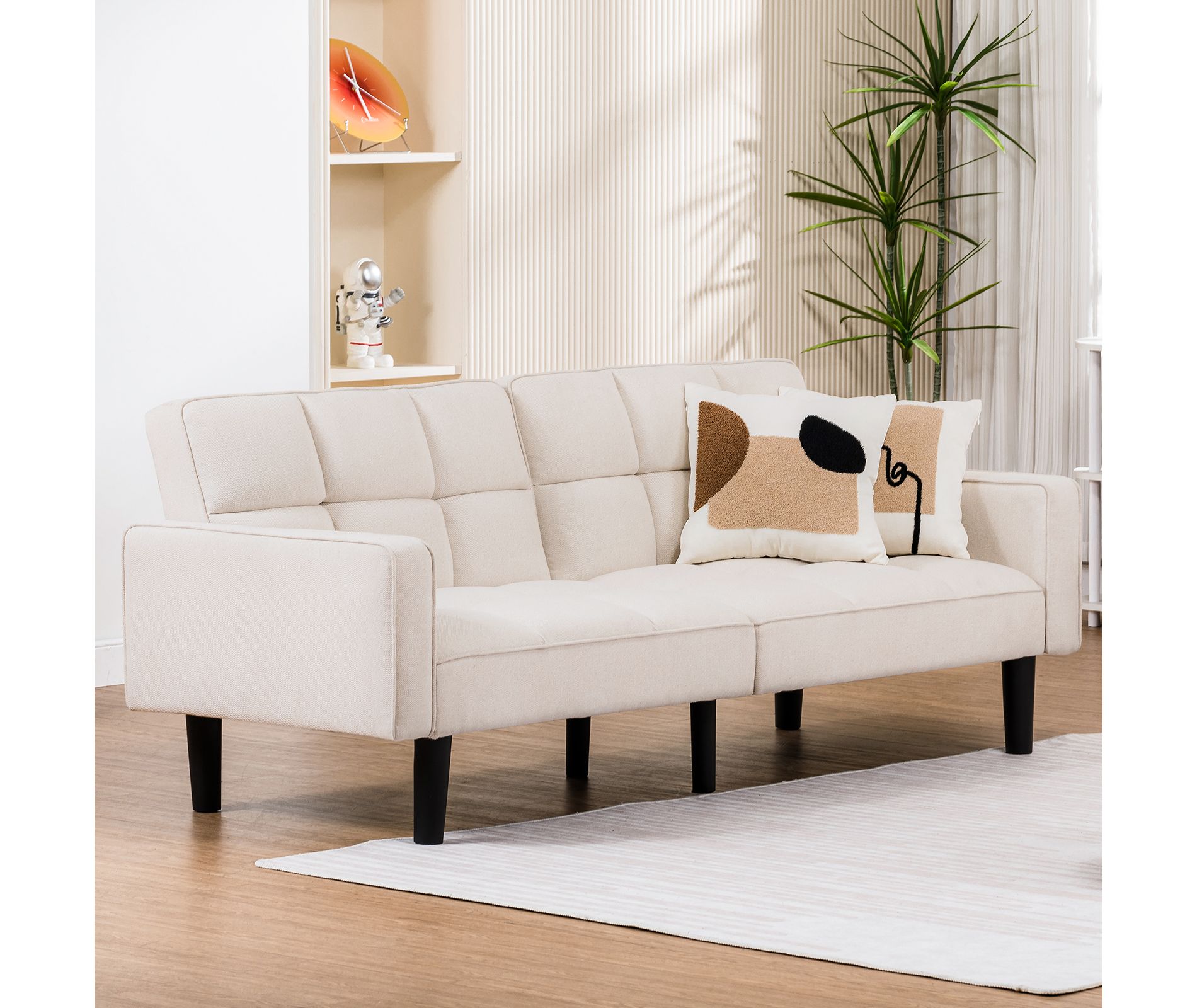COMHOMA Convertible Futon Sofa Bed, Loveseat with Armrests, Sleeper, Futon Couch