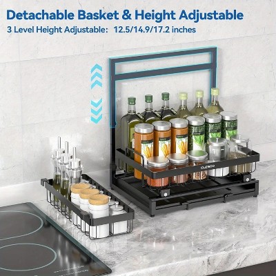 LunaLulinlk Organizer 2 Tier Slide Out Under Sink Shelf Cabinet Storage Shelf Under Sink Storage