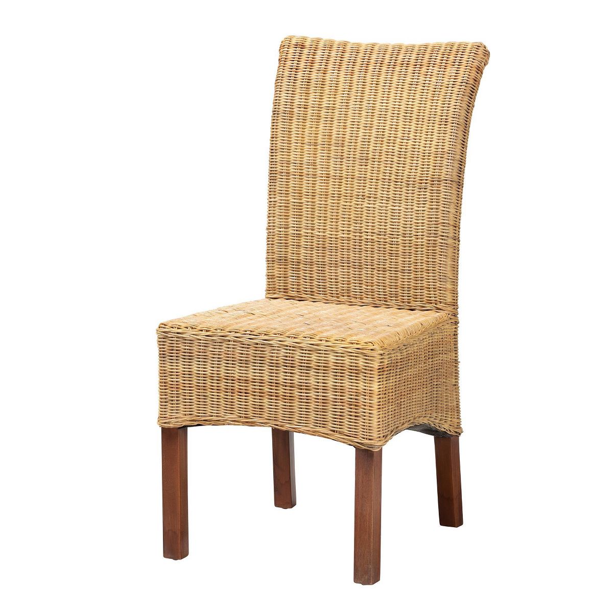 Shamara Natural Rattan and Mahogany Wood Dining Chair Walnut Brown - bali & pari - thumbnail 2
