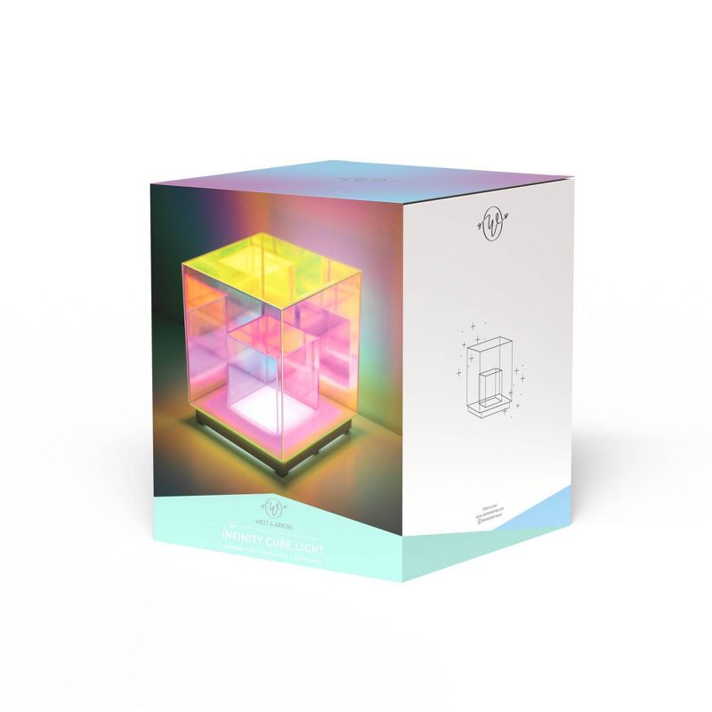 Teen Iridescent Acrylic LED Cube Novelty Table Lamp - West &#38; Arrow, 4 of 5