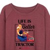 Women's - Instant Message - Life Is Better On A Tractor Lightweight French Terry Wide Neck Long Sleeve Shirt - 2 of 4