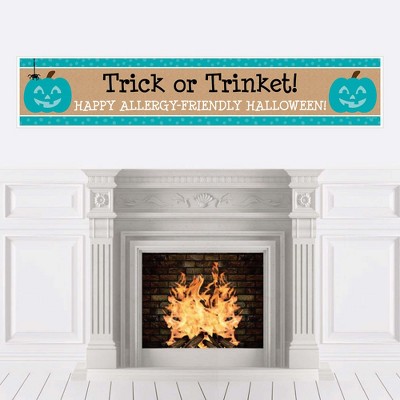 Big Dot of Happiness Teal Pumpkin - Halloween Allergy Friendly Trick or Trinket Decorations Party Banner