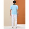 Lars Amadeus Men's Irregular Color Block Patchwork Knitted Short Sleeves Polo Shirts - 4 of 4