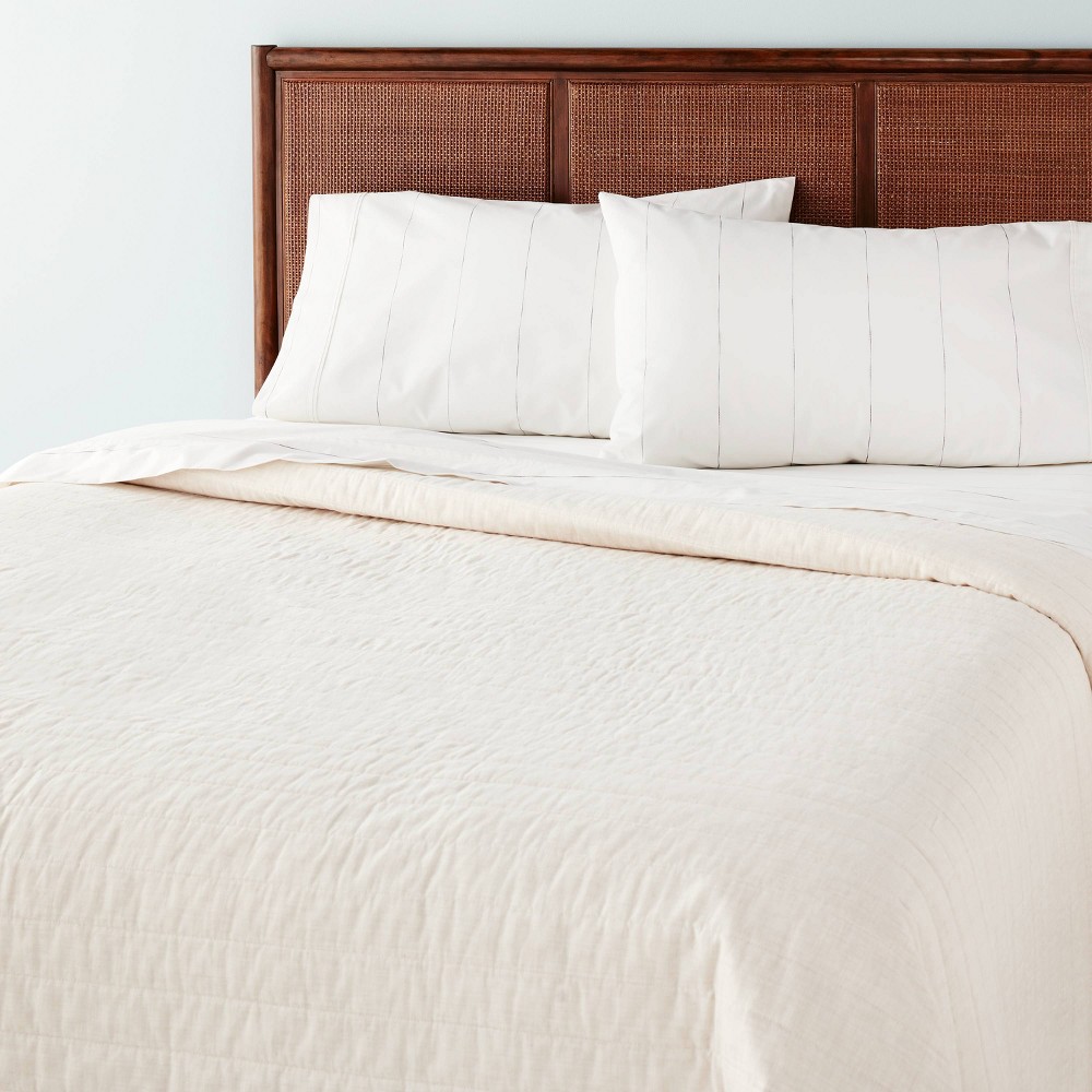 Photos - Duvet Full/Queen Channel Stitch Heathered Quilt Twilight Taupe - Hearth & Hand™