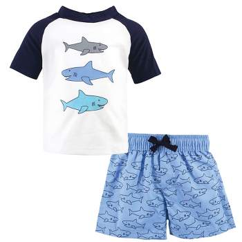 Hudson Baby Toddler Boy Swim Rashguard Set, Sharks