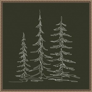 Amanti Art Minimalist Evergreen Trees Sketch Green by The Creative Bunch Studio Canvas Art Framed - 1 of 4