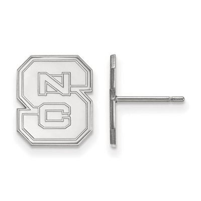 Black Bow Jewelry 10k White Gold North Carolina State Wolfpack NCAA Post Earrings