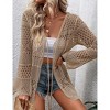 Womens Cardigan Spring Tops Sheer Lightweight Summer Cardigan Beach Cover Up Tops V Neck Lantern Sleeve Sweater Cardigan - 3 of 4