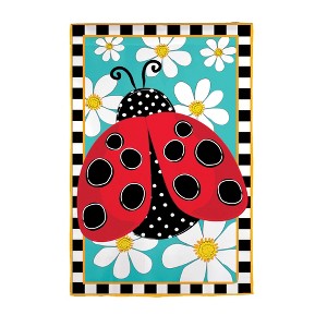 Evergreen Garden Flag Ladybug with Daisies Double Sided Indoor Outdoor Decor 18" x 12.5" - 1 of 1