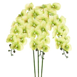 Unique Bargains Artificial Orchid Flowers Nine-headed Large Faux Phalaenopsis Silk Bouquets Real Touch 37 Inch - 1 of 4