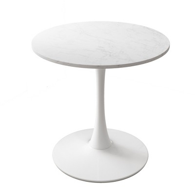 Vynxaria Modern Dining Tables - 32" Round with Printed White Marble Top