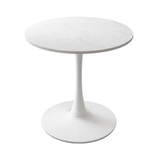 Vynxaria Modern Dining Tables - 32" Round with Printed White Marble Top - 1 of 4