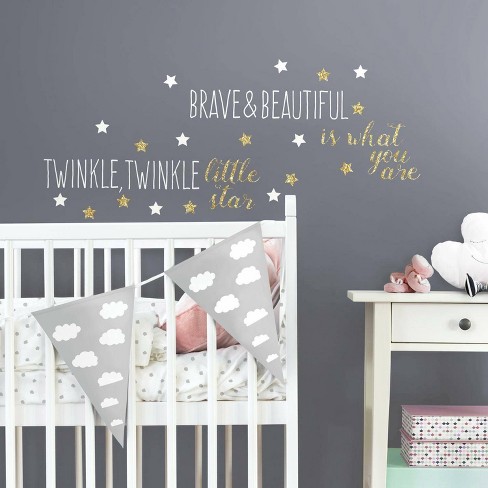 Roommates Wall Decal Twinkle Twinkle Little Star With Glitter : Target