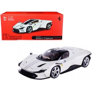 Ferrari Daytona SP3 White Metallic with Silver Stripes "Signature Series" 1/18 Diecast Model Car by Bburago - 1 of 4