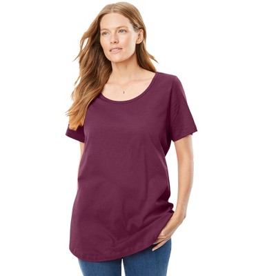 Woman Within Plus Size Perfect Short-Sleeve Scoopneck Tee
