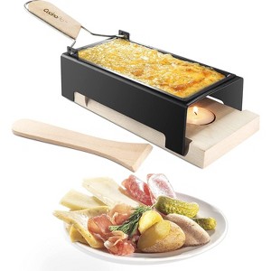 Cheese Raclette w Foldable Handle- Candlelight Cheese Melter Pan w Spatula and Candles- Melts in Under 4 Minutes  Great Gift - 1 of 4