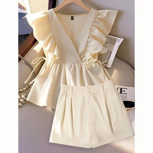 TIME HOLLOW Long Sleeve Top And Shorts Set - 1 of 3