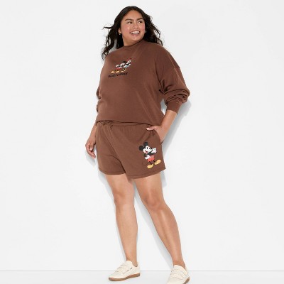 Women's Mickey Mouse Graphic Pull-On Shorts - Dark Brown