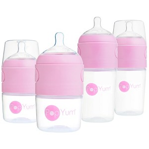 PopYum Baby Bottle Starter Set for Breast and Formula Feeding, 4-Pack, Pink, 2x 5oz Bottles (150ml) + 2x 9oz Bottles (260ml) - 1 of 4