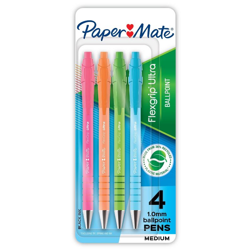 Paper Mate 4pk Ballpoint Pens Black Ink Flexgrip Ultra, 1 of 6