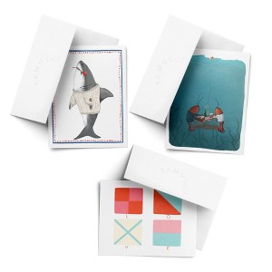 Love/Valentine's Assorted Greeting Card Pack (3ct) "LOVE Nautical Flags, Sharky Love, Lobster Date" by Ramus & Co - 1 of 4