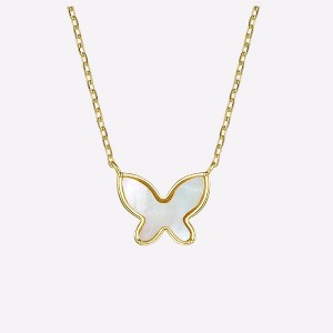 Guili 14K Gold Plated Mother of Pearl Butterfly Pendant Layering Necklace for Kid- A Delicate and Enchanting Piece with Timeless Beauty - 1 of 4