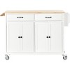 Multi-Functional Kitchen Island Cart with 2 Drawers, 4 Doors, Spice Racks & 5 Wheels, Rolling Storage Cabinet for Kitchen or Dining-The Pop Home - 3 of 4