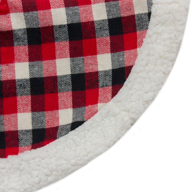 Northlight 20-Inch Red, Black, and Ivory Plaid Mini Christmas Tree Skirt with High Pile Fleece Trim, 2 of 3
