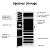 Tangkula Wall Mounted Mirrored Jewelry Organizer White Armoire Cabinet w/ LED & Lock - 3 of 4