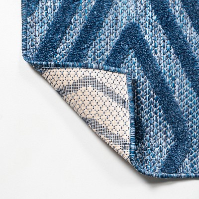 Navy Diamond Flat Woven Indoor/Outdoor Area Rug