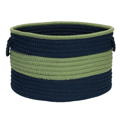 Colonial Mills Color Block Round Basket - Navy Green 18"x18"x12" 100% Polypropylene Round