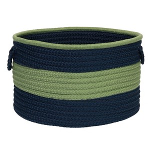 Colonial Mills Color Block Round Basket - Navy Green 18"x18"x12" 100% Polypropylene Round - 1 of 4